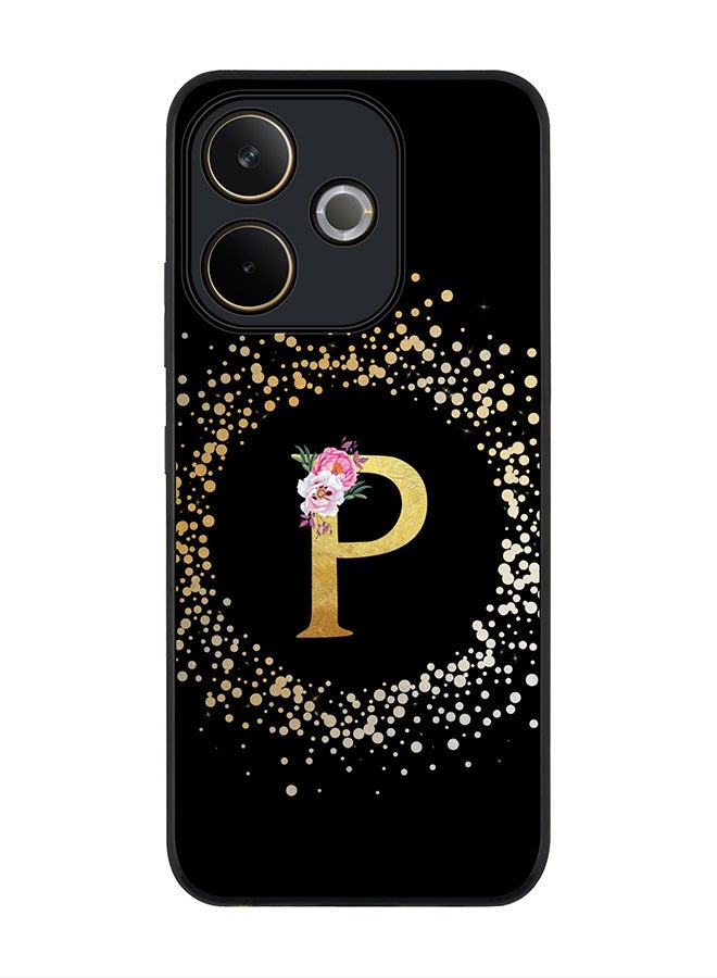 Stylizedd For Oppo A5 Pro 5G / A5 Pro 4G / 5G Case,Slim fit Camera Protection, Shockproof Thin Phone cover  - Custom Monogram Floral - P ( Black ) - Image 1