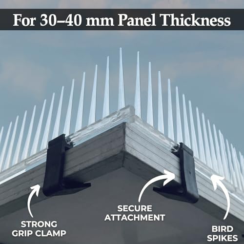 APAV Bird Spike for Solar Panel with Stand | 1 Feet Anti Bird Spikes for 30 to 40 mm Panel Thickness | Pigeon Deterrent for Solar Panel Protection (Pack of 10) - Image 2