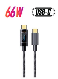 spa luxetique 66W USB Cable Type C to C Charger with Power Digital Display - 66W Fast Charging Data Cable, Nylon Braided - USB Type C Cable for iPhone Huawei Samsung and More - 6.0A  - Image 1