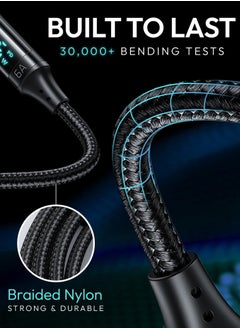 spa luxetique 66W USB Cable Type C to C Charger with Power Digital Display - 66W Fast Charging Data Cable, Nylon Braided - USB Type C Cable for iPhone Huawei Samsung and More - 6.0A  - Image 3