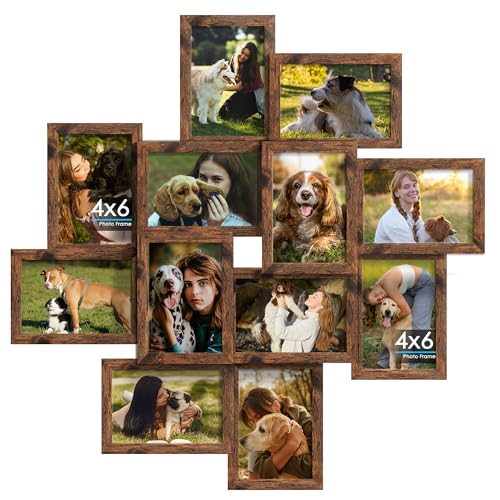 DUENPY 4x6 Collage Picture Frames, 12-Pack Solid Wood Photo Frame, Picture Frames Collage Wall Decor, Set with Glass Front, Assembly Required, Brown - Image 1