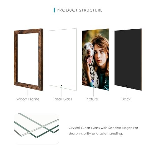 DUENPY 4x6 Collage Picture Frames, 12-Pack Solid Wood Photo Frame, Picture Frames Collage Wall Decor, Set with Glass Front, Assembly Required, Brown - Image 3