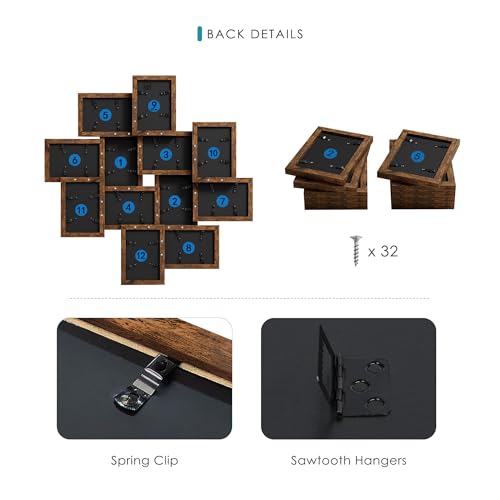 DUENPY 4x6 Collage Picture Frames, 12-Pack Solid Wood Photo Frame, Picture Frames Collage Wall Decor, Set with Glass Front, Assembly Required, Brown - Image 4