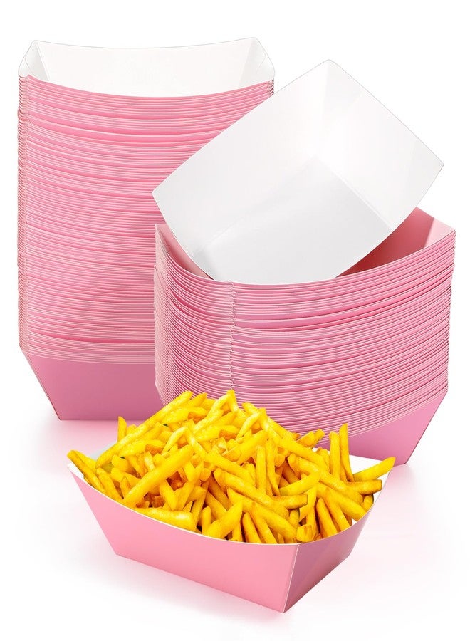 Yinkin 100 Pcs Paper Food Trays Boat Christmas 3lb Disposable Nacho Trays Kraft Paper Boat for Tacos Concession French Fries Snack Hot Dog BBQ Popcorn Wedding Halloween Party Supplies(Pink) - Image 1
