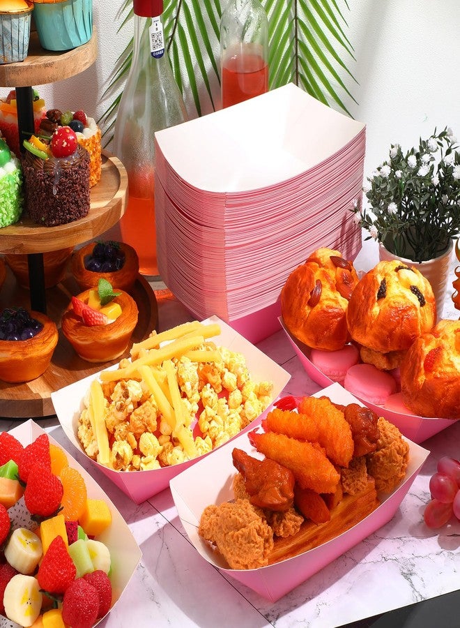 Yinkin 100 Pcs Paper Food Trays Boat Christmas 3lb Disposable Nacho Trays Kraft Paper Boat for Tacos Concession French Fries Snack Hot Dog BBQ Popcorn Wedding Halloween Party Supplies(Pink) - Image 5
