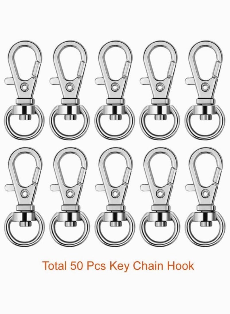 XiuWoo Keychain, Metal Swivel Lanyard Snap Hook with Key Rings, Lobster Claw Clasp Ring, Keychain Rings for Crafts, Clips Hook, Clasps Clip (Silver) - Image 2