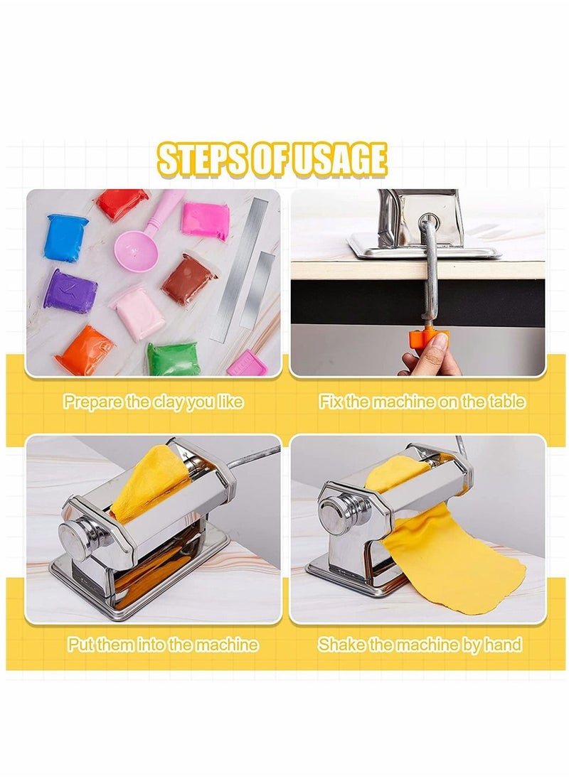 null - Clay Roller Machine Clay Presser Machine with Polymer Clay Cutters Clay Conditioning Machine 15 cm 5.91 Inch Wide Roller Thin 1 to 3 MM 6 Thickness Options for Craft Projects Clay Tools - Image 1