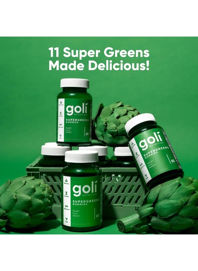 Goli - SuperGreen Vitamin Gummy - 60 Count - Essential Vitamins and Minerals - Plant-Based, Vegan, Gluten-Free & Gelatin Free - Health from Within, Pack of 1 - Image 1