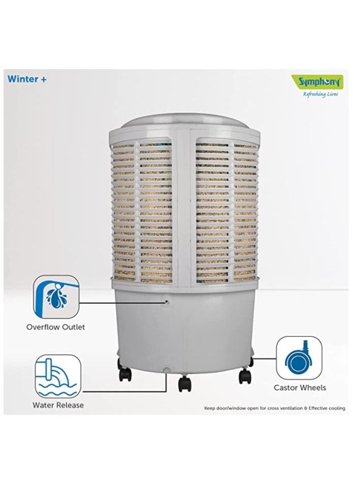 SYMPHONY - Symphony Winter + Desert Air Cooler For Home with 4-Side Aspen Pads, Powerful +Air Fan, Whisper-Quiet Performance and Low Power Consumption (56L, Grey) - Image 1