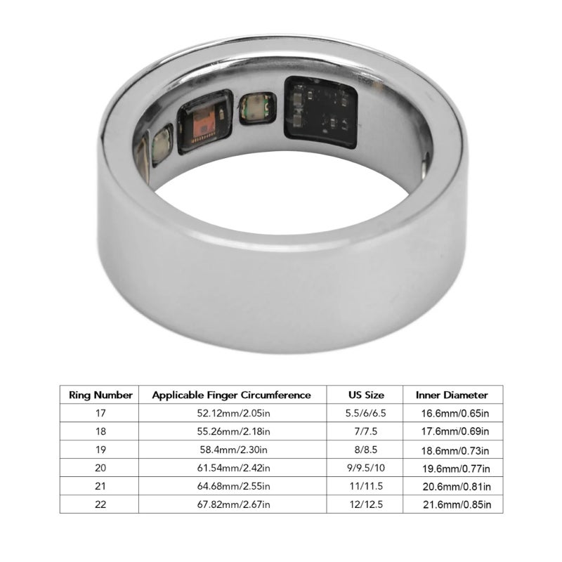 Health Care Smart Rings: Silver Size 18 Premium Aluminum Alloy Ceramic Build - IPX8 100M Waterproof Sports Ring for Fitness Sleep Health Tracking, Swimming, Deep Sea Diving, Daily Health Monitoring - Image 4