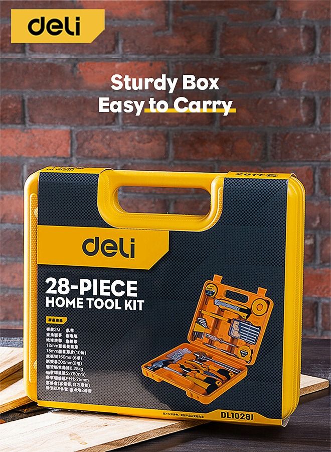 Deli 28-Piece Household Tool Kit Yellow Slotted Screwdriver Knife Pliers Hex Wrench for Appliance Repair  - Image 4
