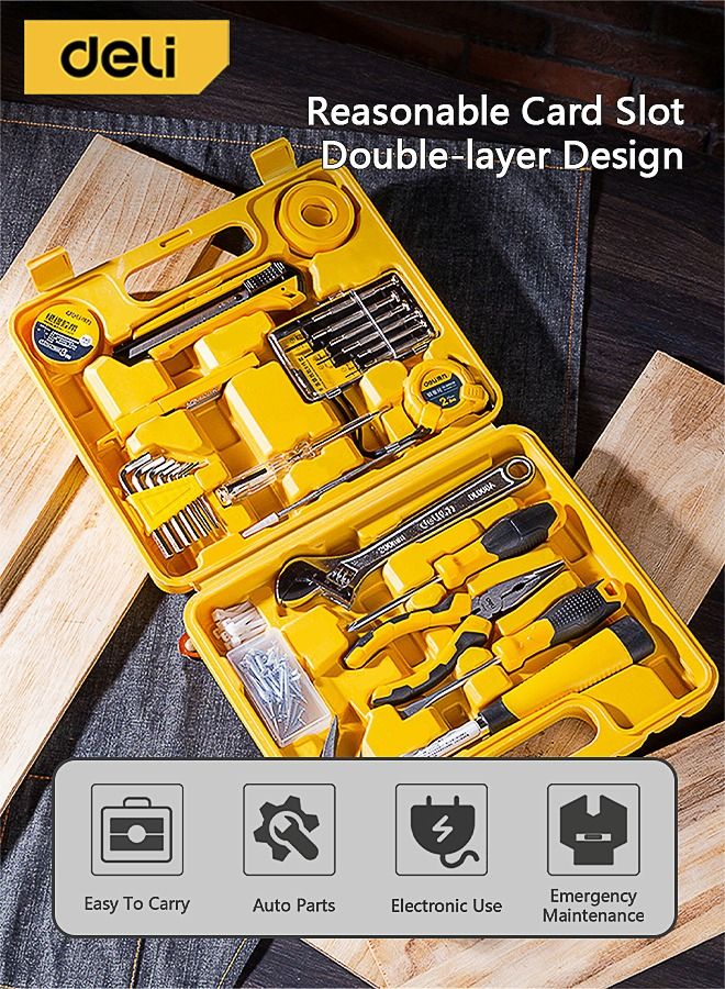 Deli 28-Piece Household Tool Kit Yellow Slotted Screwdriver Knife Pliers Hex Wrench for Appliance Repair  - Image 3