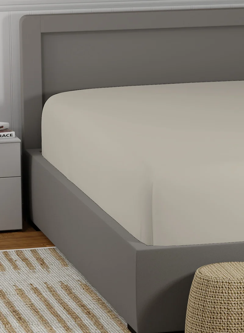Color Sense Solid 1 Fitted Sheet Single Cotton Beige 200x90cm