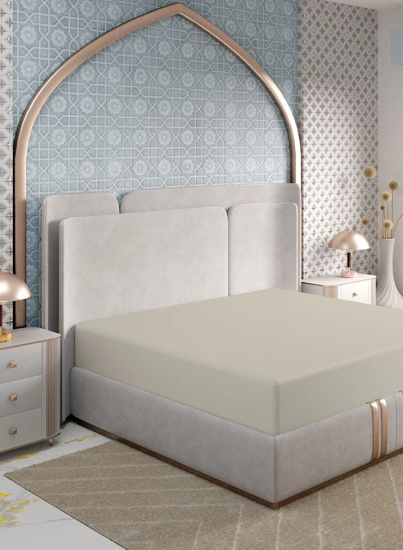 Color Sense Solid 1 Fitted Sheet Single Cotton Beige 200x90cm