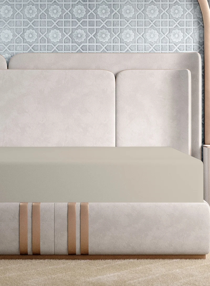 Color Sense Solid 1 Fitted Sheet Single Cotton Beige 200x90cm
