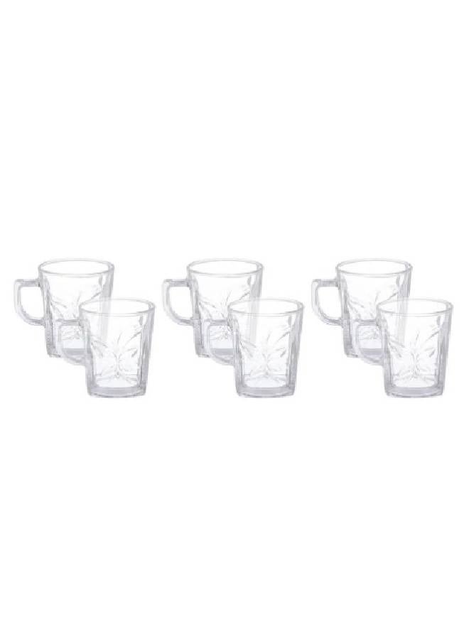 Set of 6 Crystal Clear Glass Tea Cups - Heat Resistant - Elegant & Durable - Dishwasher Safe - Perfect Gift Set - Image 2