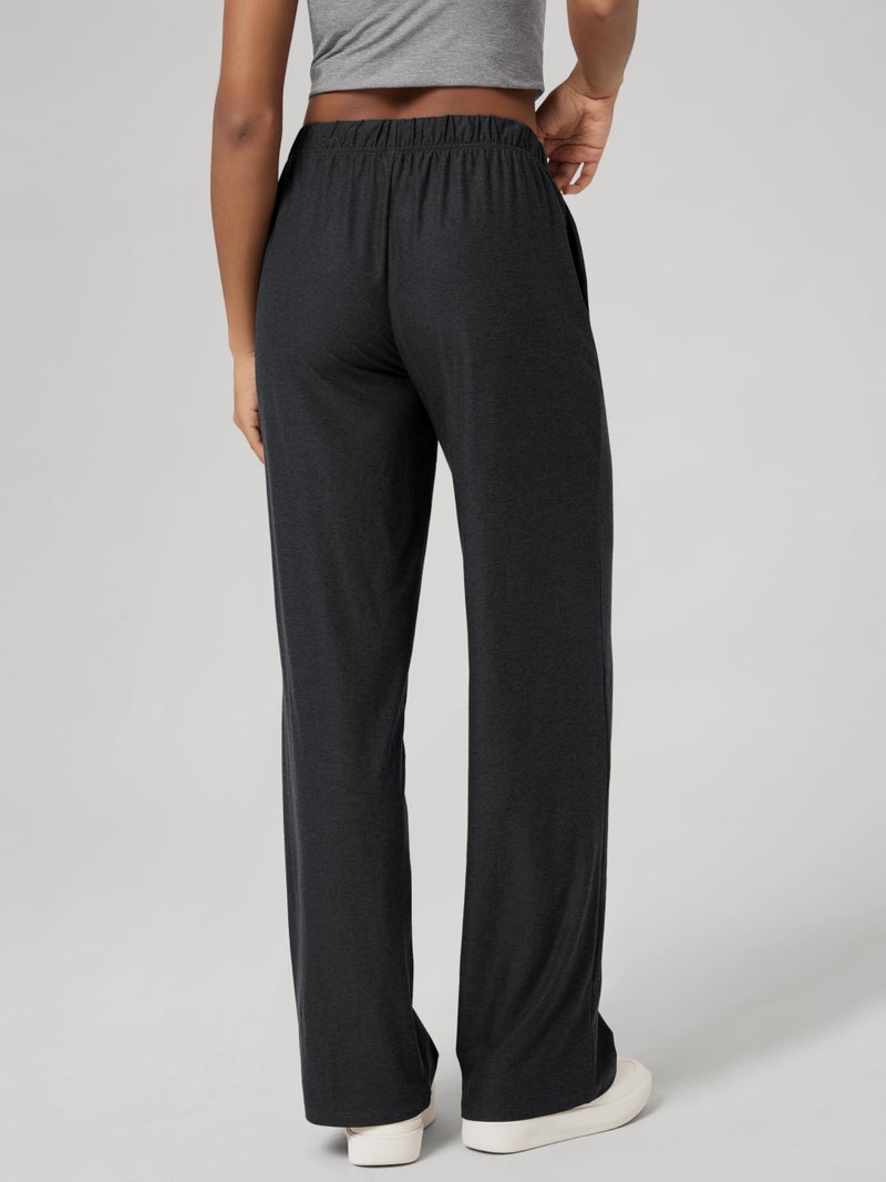 ODODOS Women's Straight Leg Pants Ultra Soft odSTRATUM Tech Relaxed Casual Pajama Lounge Pants with Pockets-29 Inseam, Black Heather, Small - Image 4