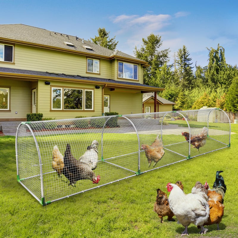 Gardenova Backyard Chicken Coop Run for 8â€“12 Chickens â€“ Outdoor Metal Chicken Tunnel, Predator-Proof, Easy Install, Suitable for Chickens, Ducks & Rabbits (118" x 26" x 23") - Image 1