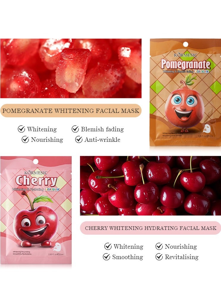 Kormesic Pomegranate Extract Hydrating Brightening Sheet Mask Set - 5 Pack (25ml Each)  - Image 2