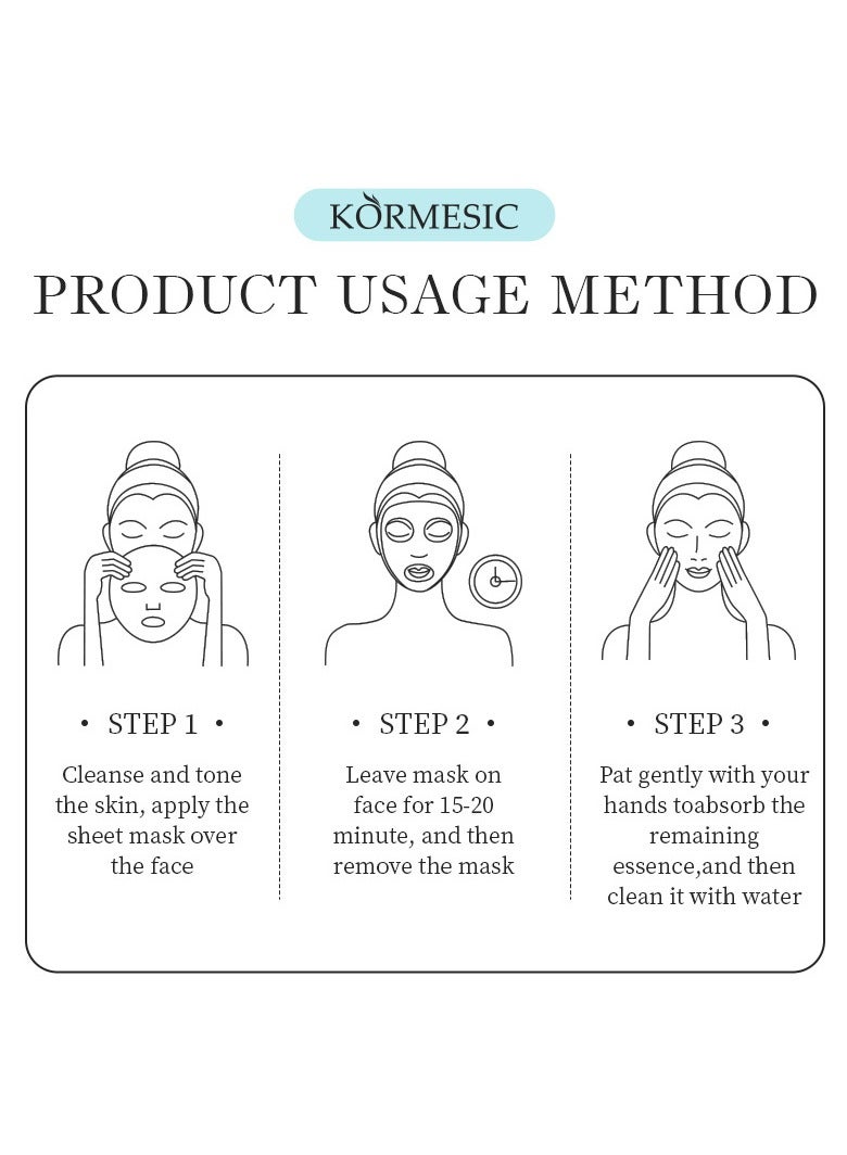 Kormesic Pomegranate Extract Hydrating Brightening Sheet Mask Set - 5 Pack (25ml Each)  - Image 3