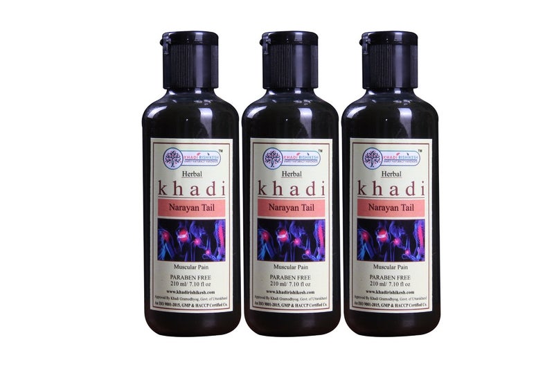 khadi Rishikesh Narayana Tel Paraben Free Ayurvedic Pain Relief Oil Combo Set Pack Of - 210ml X 3 (630ml) - Image 1