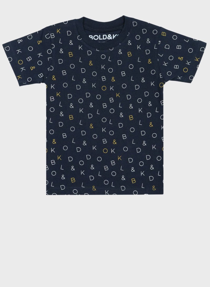 BOLD&KO Kids Aop Signature T-Shirt - Image 1