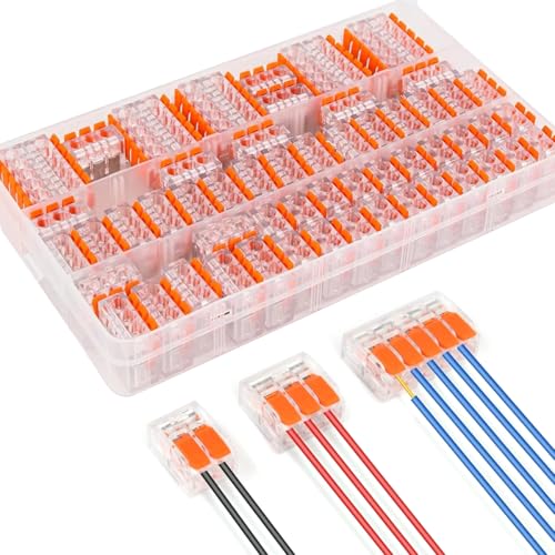 Serplex® 60Pcs Cable Connectors Terminals Connector with Case, 2-slot/3-slot/5-slot Cable Connectors Quick Connection Wire Clamps with Lever Universal Cable Connectors for AWG 24-12 Cable - Image 1