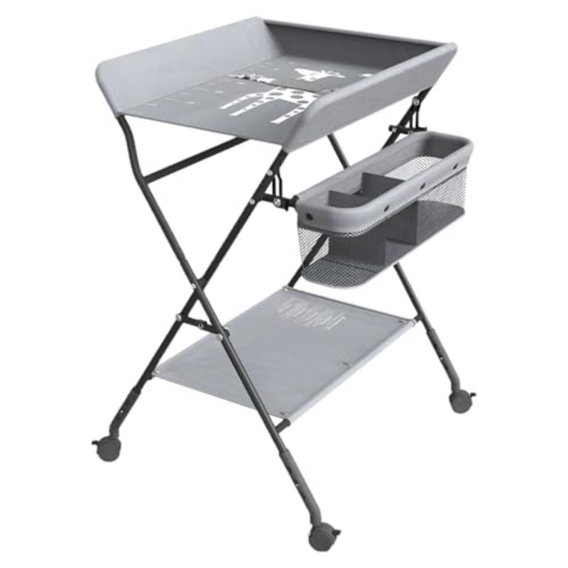 4 in 1 Baby Changing Table Infant Foldable Nursery Change Tables with Unit Storage Bags and Wheels, Adjusted in Three Steps for Healthy and Safety - Image 1