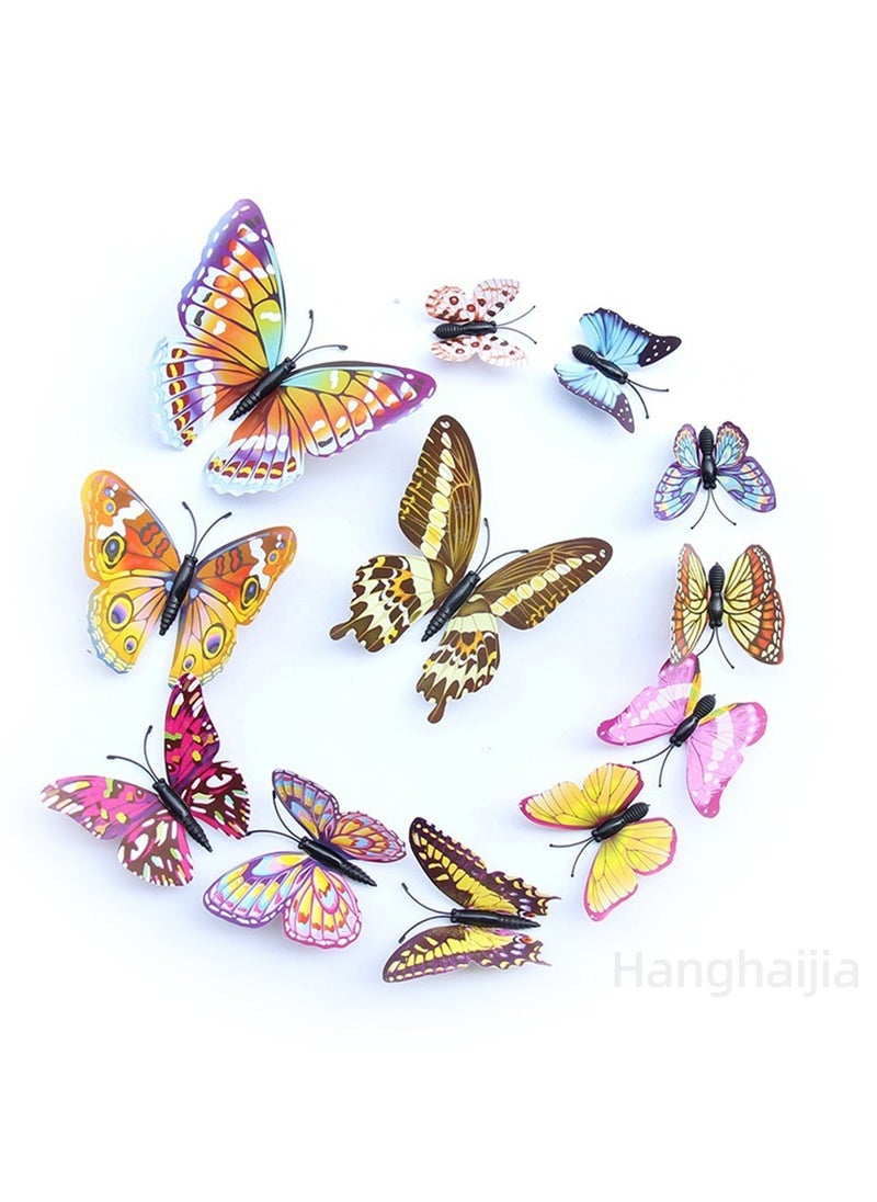 Hanghaijia 12 PCS Colorful Mixed Butterfly Stereo Wall Stickers With Night Colors , Removable DIY Home Nursery Scene Ambience Decoration  - Image 1