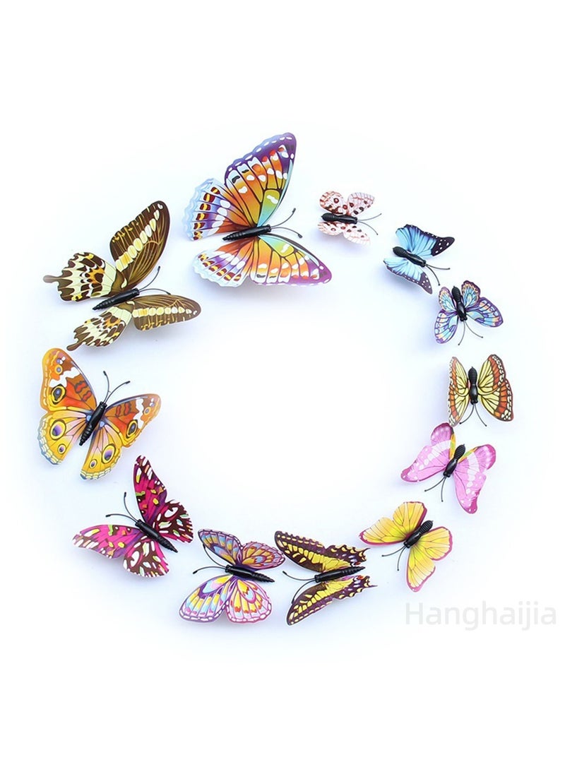 Hanghaijia 12 PCS Colorful Mixed Butterfly Stereo Wall Stickers With Night Colors , Removable DIY Home Nursery Scene Ambience Decoration  - Image 3