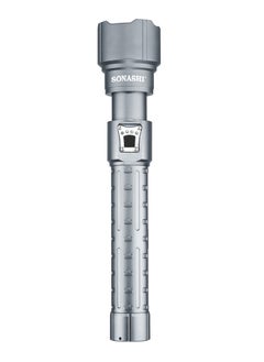 SONASHI Rechargeable LED Torch with Zoom Function | 8000mAh Battery with Type-C Charging | 1500 Meters Long Coverage | Hyper Bright 20-Watt Laser LED with 4 Hours Continuous Working | LED Flashlight for Camping & Hiking | SLT-387Z Silver  - Image 1