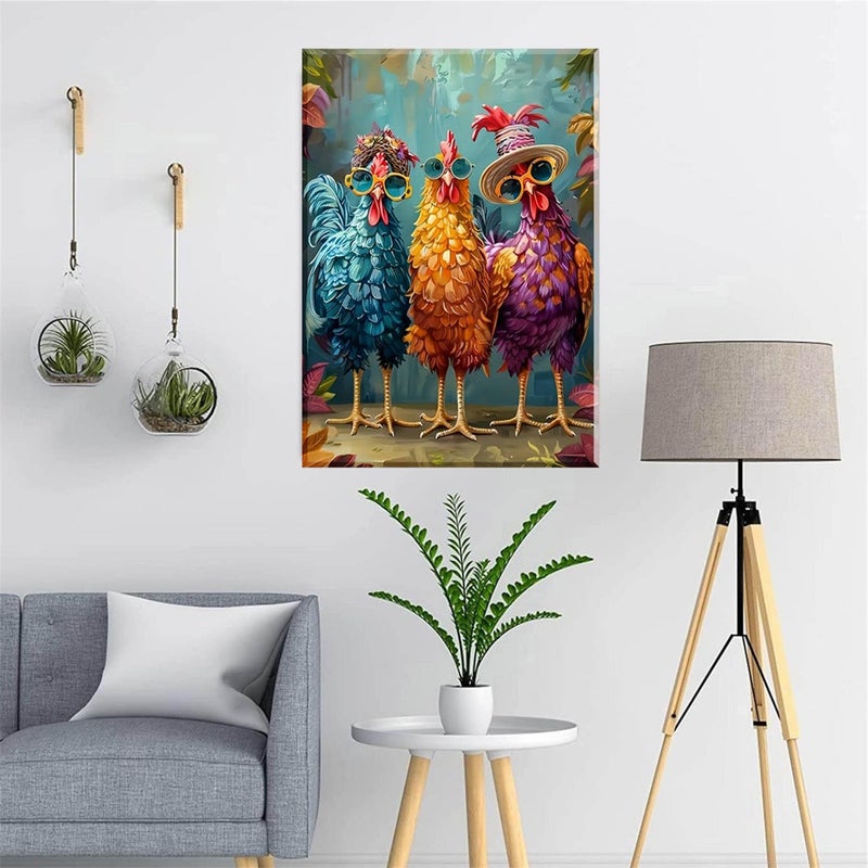 Hestarcul Framed Paint By Numbers Kit For Adults Painting By Numbers Kits With Framed On Canva For Beginner Diy Watercolor Oil Painting Frame For Birthday Gift Decor For Home Wall. (Chicken1) - Image 5