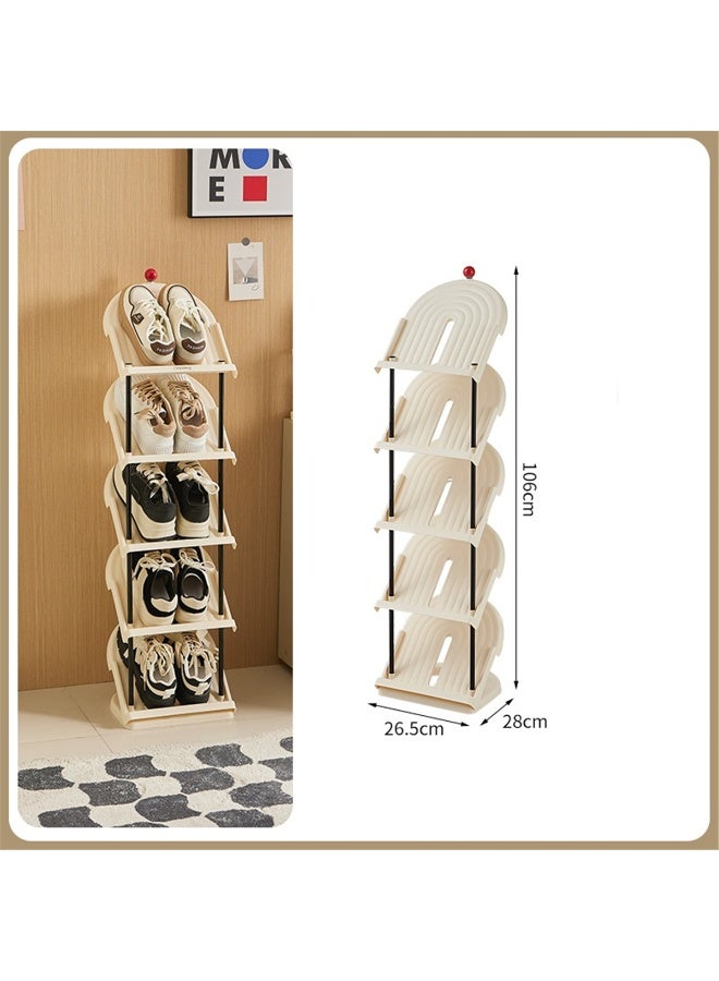 5-Tier Shoe Rack, Freestanding Vertical Shoe Storage Organizer, Large Capacity Shoe Shelves for Entryway and Closet, Easy Assembly and Space-Saving, 26.5*28*106cm (White) - Image 5