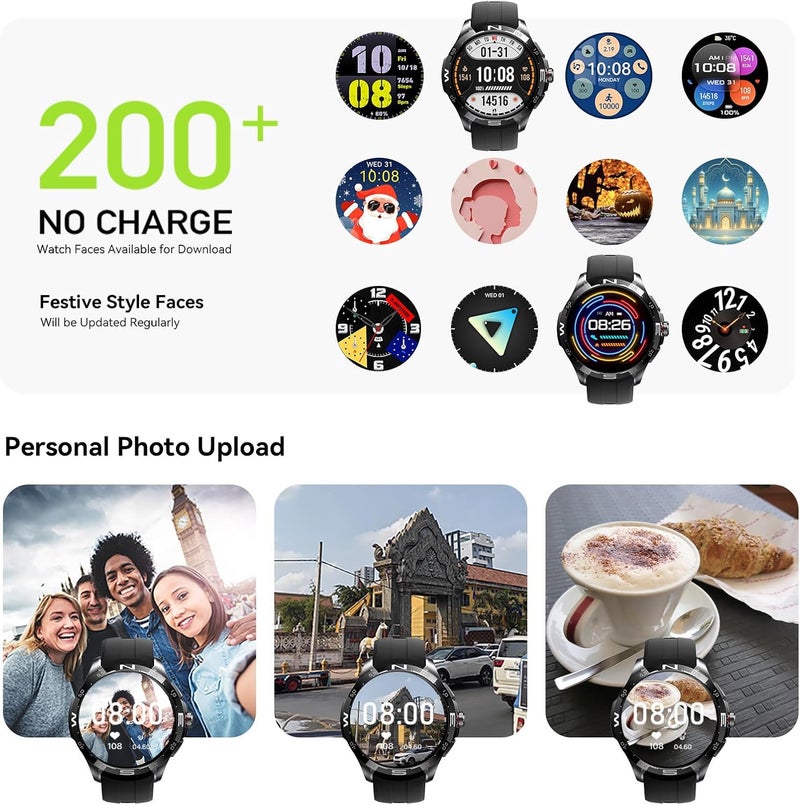 كيسلكت ساعة أكتور الذكية للرجال بشاشة AMOLED LTPO FHD+ بحجم 1.6 بوصة، أكثر من 150 وضع رياضي، GPS، مكالمات بلوتوث وتذكير بالرسائل، مقاومة للماء حتى 5ATM، مراقبة الصحة والنوم، بطارية 500 مللي أمبير في الساعة، أكثر من 200 وجه ساعة - Image 5