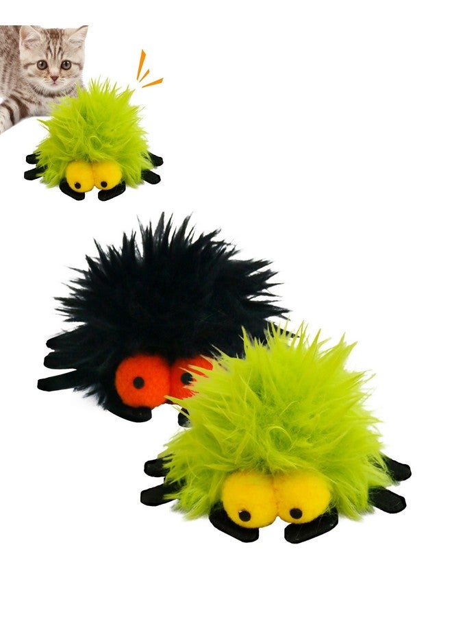 عبوة من قطعتين - لعبة ركل القطط العنكبوتية مع عشبة النعناع البري وجرس بالداخل، ألعاب قطط محشوة ناعمة على شكل حيوان قطط، لعبة قطط لطيفة من الريش، ألعاب قطط قطط قطط للقطط المملة، ألعاب قطط تفاعلية للقطط المنزلية - Image 1