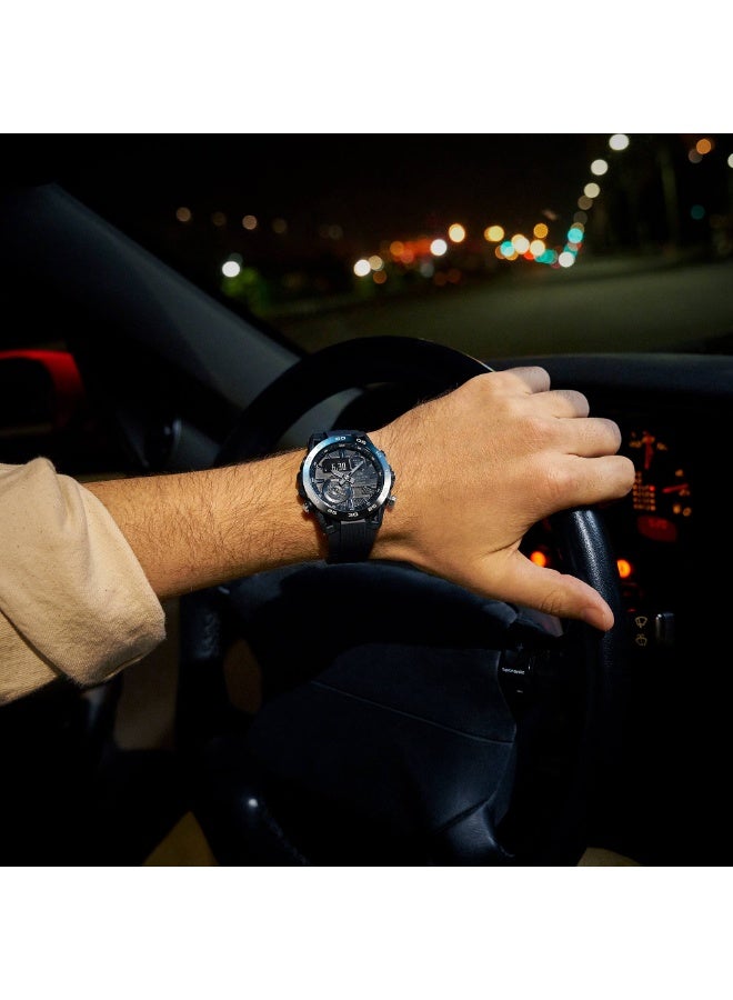 Casio Edifice ECB-40NP-1AUDF Men’s Analog-Digital Bluetooth Watch with Blue Resin Strap & Nighttime Drive Bezel – 100m - Image 4