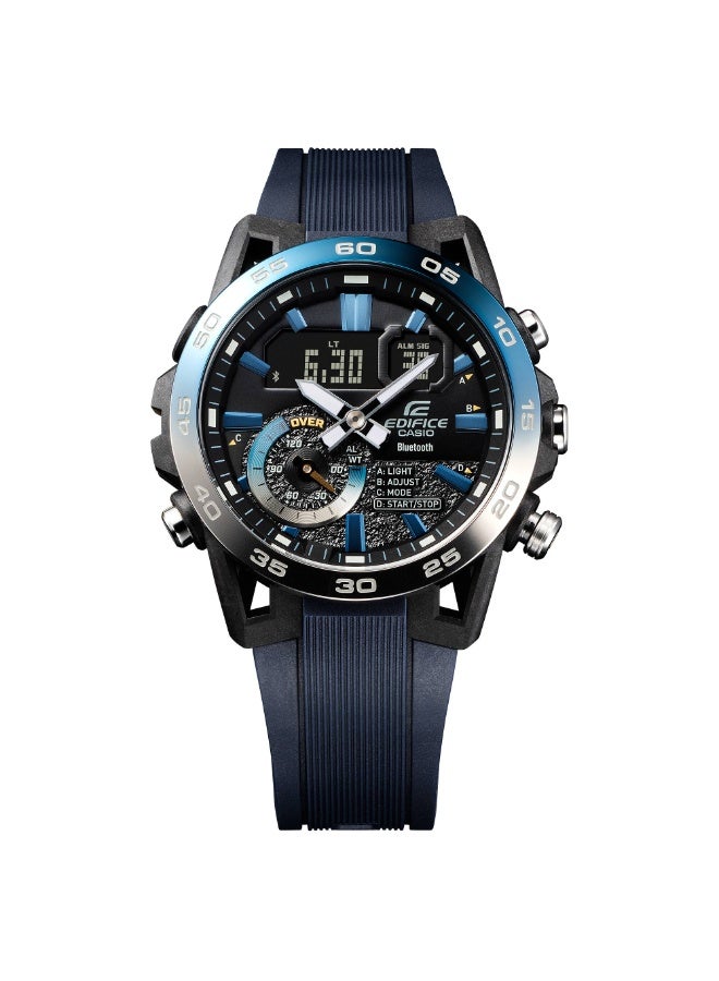 Casio Edifice ECB-40NP-1AUDF Men’s Analog-Digital Bluetooth Watch with Blue Resin Strap & Nighttime Drive Bezel – 100m - Image 2