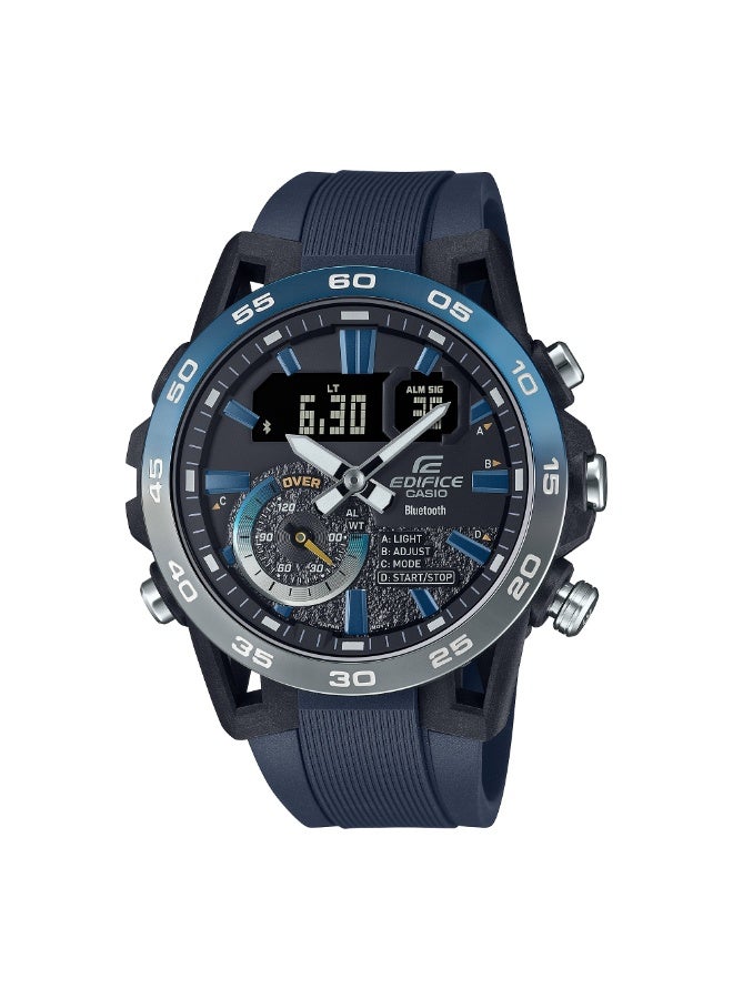 Casio Edifice ECB-40NP-1AUDF Men’s Analog-Digital Bluetooth Watch with Blue Resin Strap & Nighttime Drive Bezel – 100m - Image 1