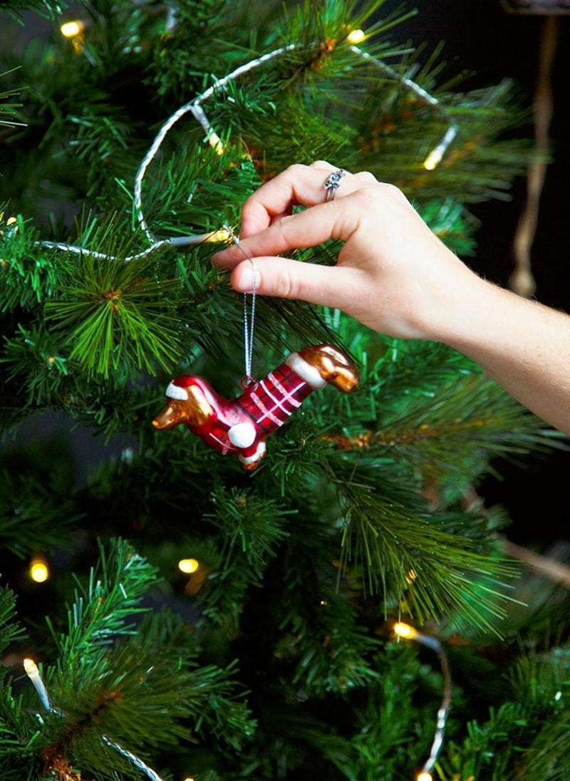 Talking Tables Sausage Dog Glass Tree Decoration  - Image 1