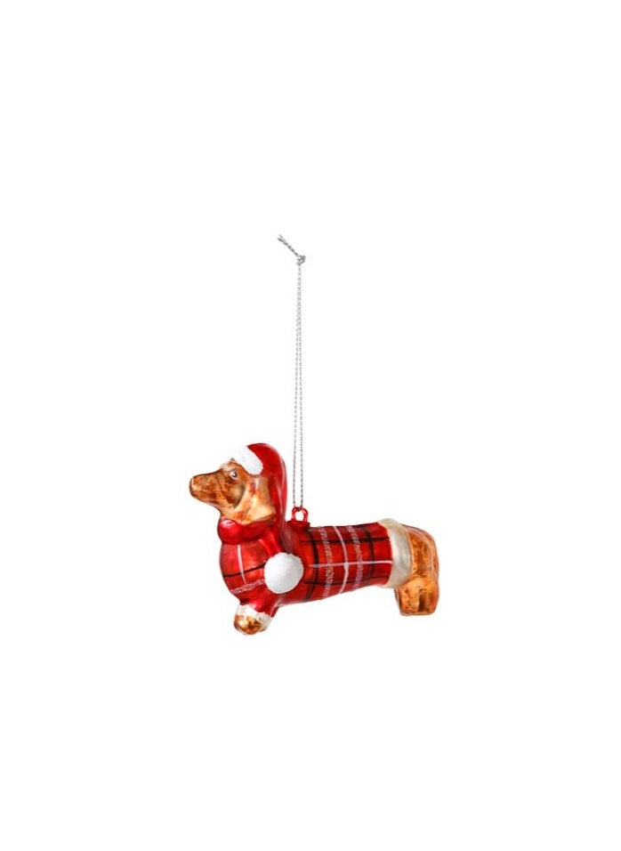 Talking Tables Sausage Dog Glass Tree Decoration  - Image 2