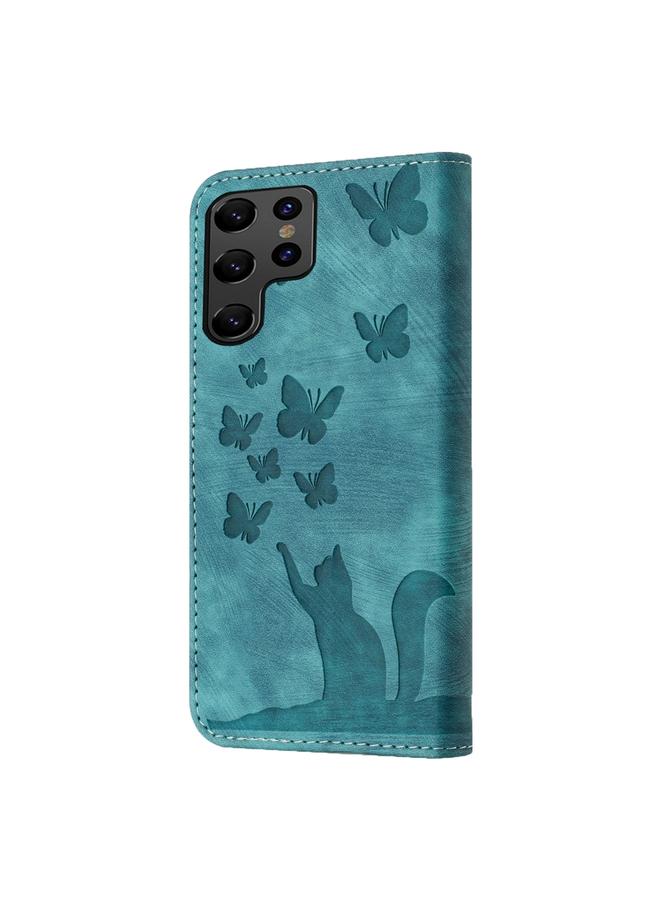 S-TOP Case For Samsung Galaxy S24 Ultra 5G Butterfly Cat Embossing Flip Leather Phone Case - Image 4