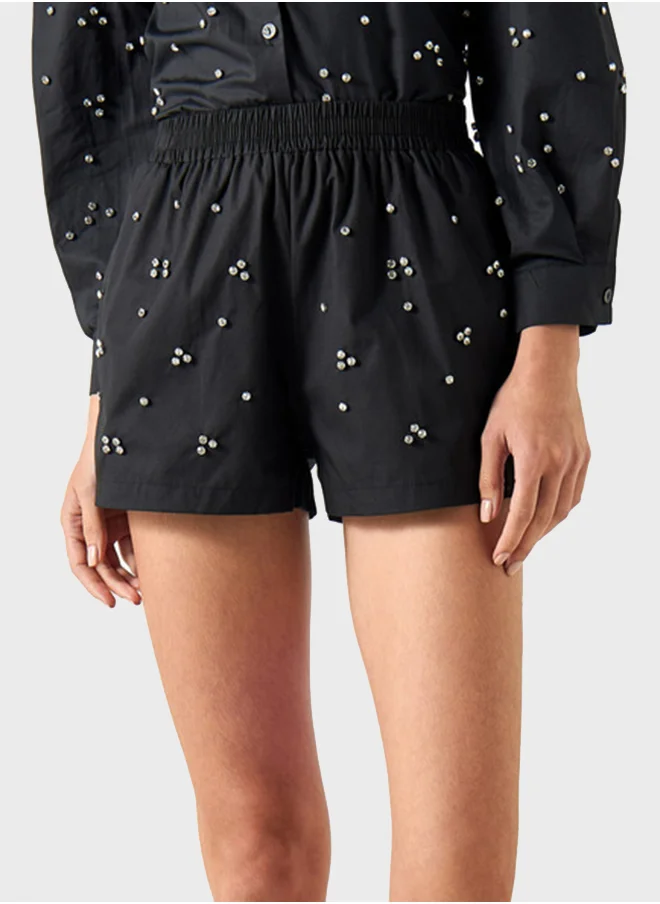 تواكستريمز Embellished High Waist Shorts