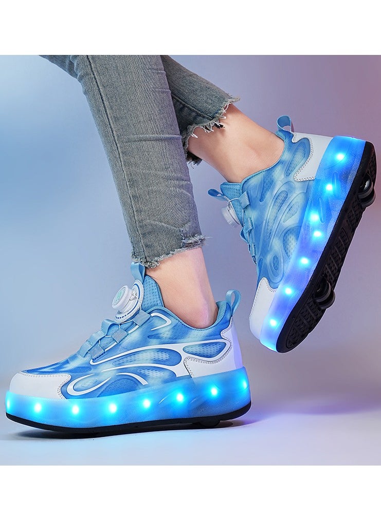 LITTLE ROCKZ - Double Wheel LED Flash Light Fashion Shiny Sneaker Skate Heelys Shoes With Lightning Sole - Image 1