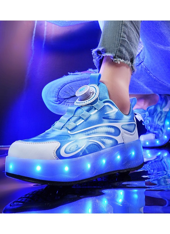 LITTLE ROCKZ - Double Wheel LED Flash Light Fashion Shiny Sneaker Skate Heelys Shoes With Lightning Sole - Image 1