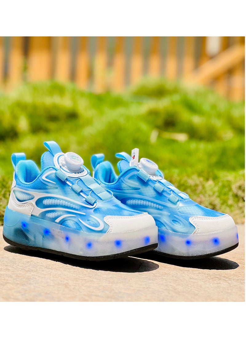LITTLE ROCKZ - Double Wheel LED Flash Light Fashion Shiny Sneaker Skate Heelys Shoes With Lightning Sole - Image 1