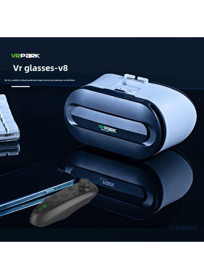 VRPARK Glasses All-in-one Smart VR Glasses Head Wear 3D Panoramic Game VR Glasses-Colour:V8 Ivory White+y1 Black ✓ ✓ - Image 1