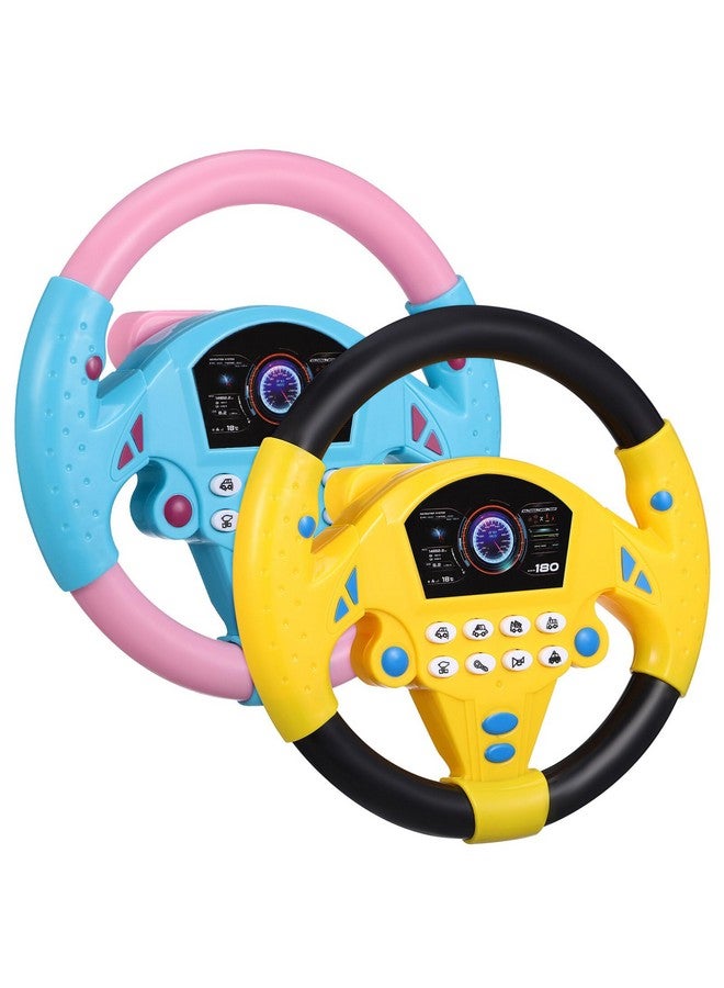 TOYANDONA 2 Pcs Baby Steering Wheel Toy - Simulated Driving Controller, Early Education Pretend Driving Steering Wheel With Light Music For Boys Girls 4 5 6 Years Old - Image 1