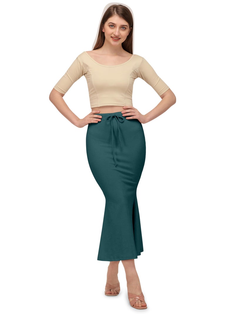 Mehrang Stretchable Saree Shapewear Petticoat for Women, Cotton Blended,Petticoat,Skirts for Women,Shape Wear Dress for Saree Rama (in, Alpha, L, Regular, Indigo) - Image 5