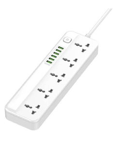 JBQ Power Extension Cord with Multi Sockets 5 Universal Outlets Compatible With UK/UAE Plug 6 Auto ID USB Ports For Mobile Charging And 2m Extension Cord For Home Office Dorm Essentials  - Image 1