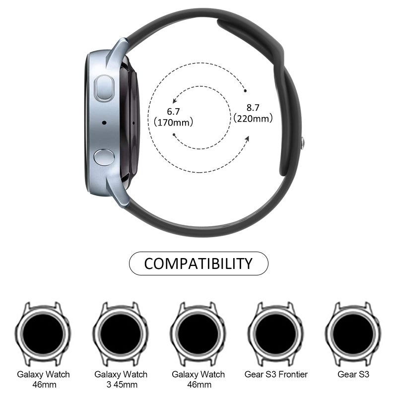 Meliya Bands Compatible with Samsung Galaxy Watch Active 2, 20mm Soft Silicone Sport Replacement Strap for Galaxy Watch Active 2 Women Men (Black) - Image 4